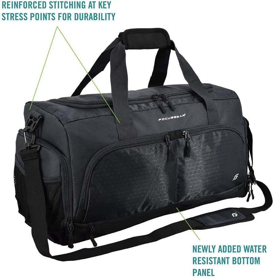 Bag 2.0: The Durable Crowdsource Designed Duffel Bag with 10 Optimal Compartments Including Water Resistant Pouch (Black, Medium (20"))