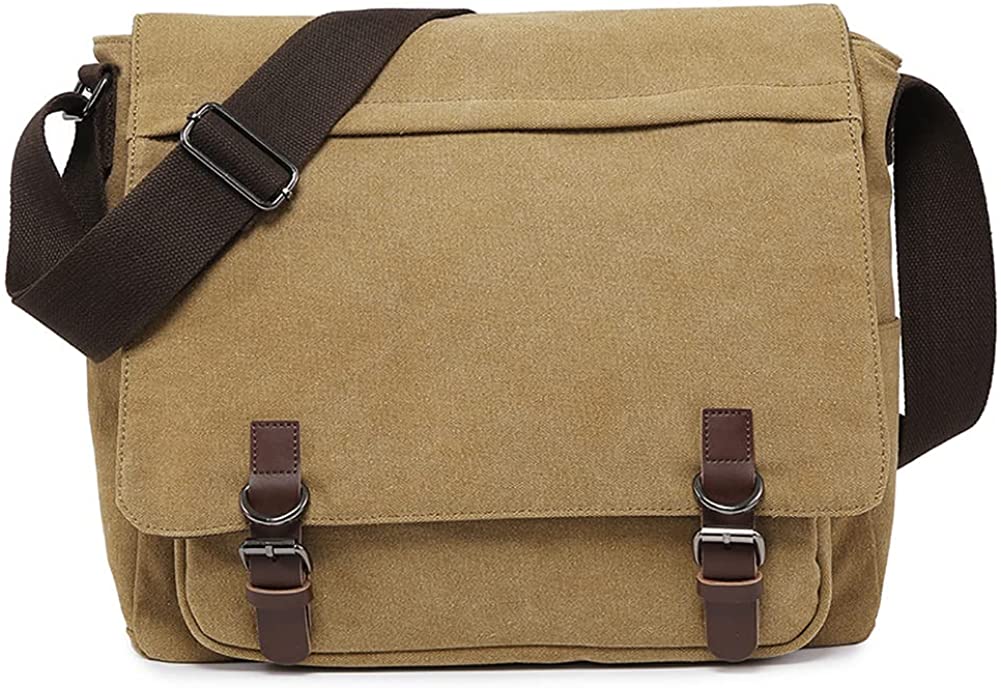 Large Vintage Canvas Messenger Shoulder Bag Crossbody Bookbag Business Bag for 15inch Laptop