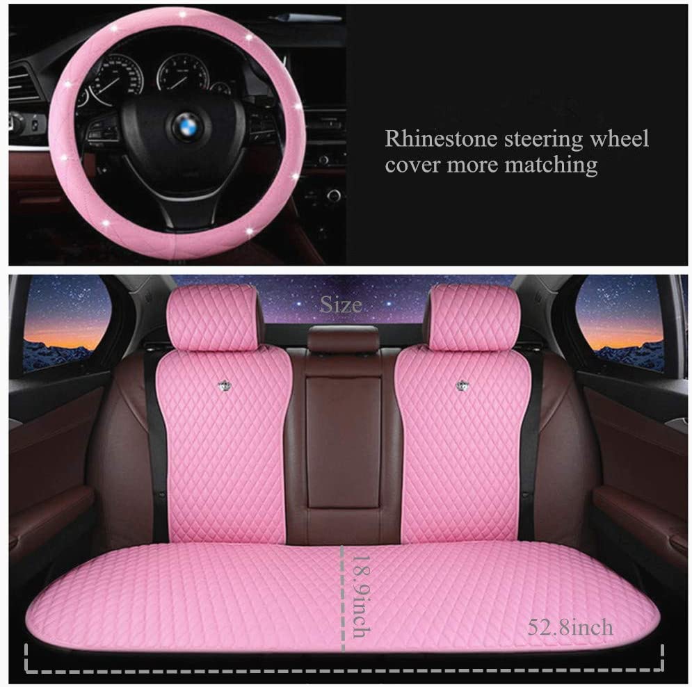 Universal Seat Covers for Cars Leather Seat Cover Pink Car Seat Cover 2/3 Covered 11PCS Fit Car/Auto/Truck/SUV (A-Light Pink)