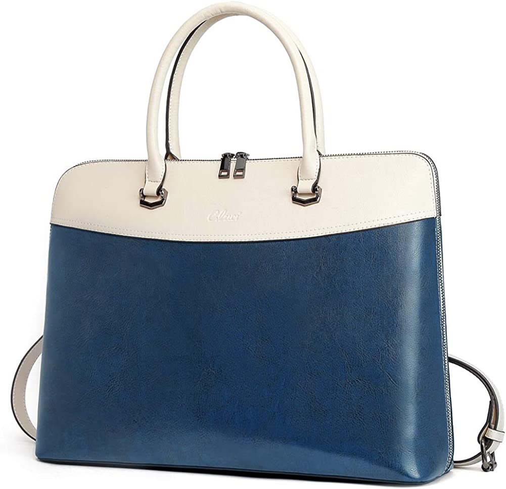 Leather Briefcase for Women 15.6 Inch Laptop Business Vintage Slim Ladies Shoulder Bag