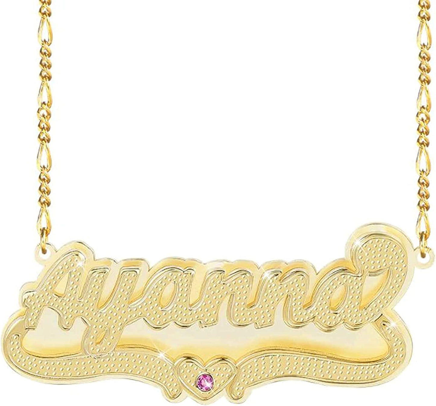 Gemiac Name Necklace Personalized 18K Gold Plated Double Name Necklace Custom Nameplate Necklace Personalized Birthday Gifts for Women Men Girls