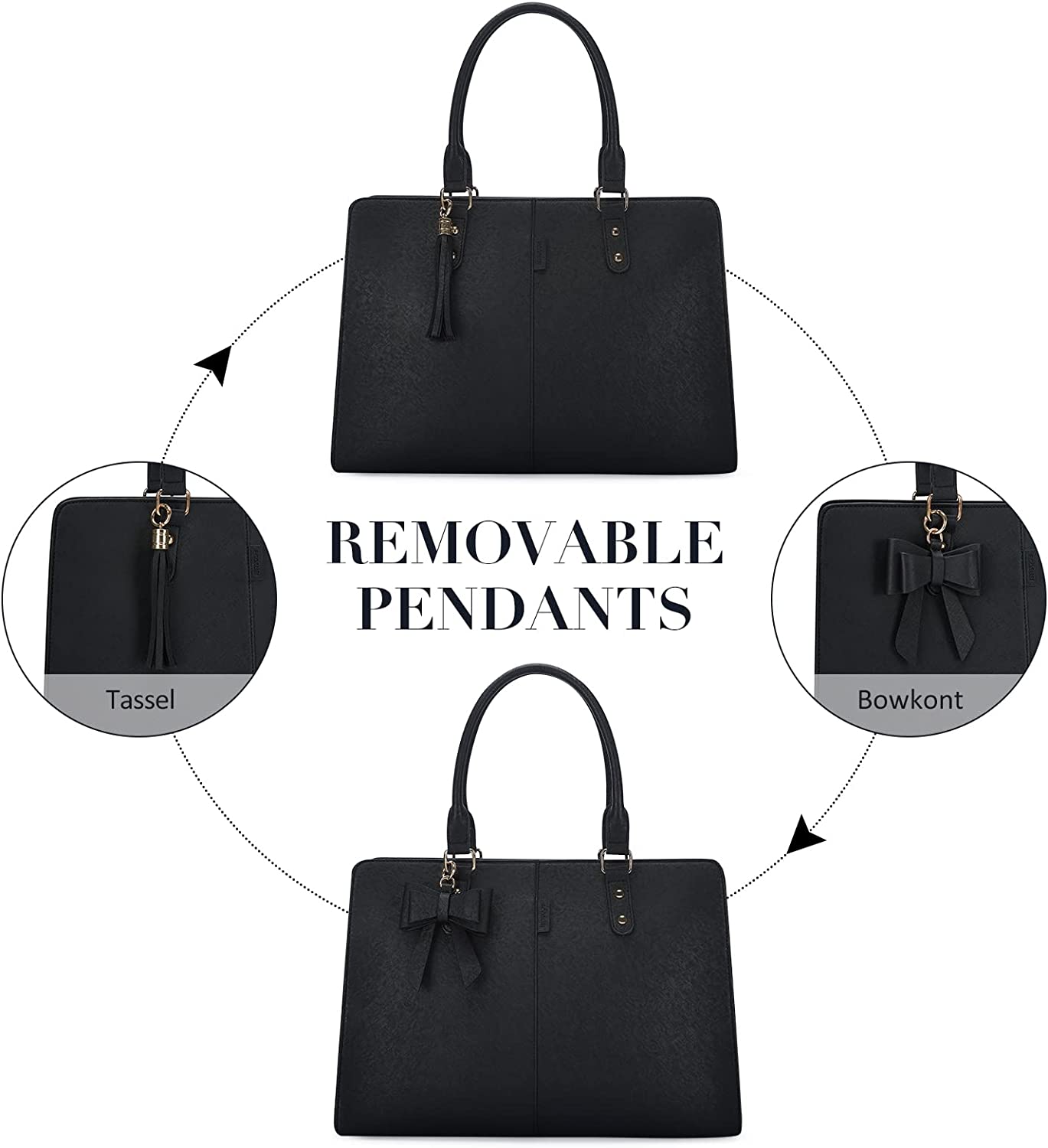 ECOSUSI Laptop Tote Bag Laptop Bag 15.6 inch Work Shoulder Briefcase Computer Messenger with Clutch Satchel Handbag 2 PCS Set