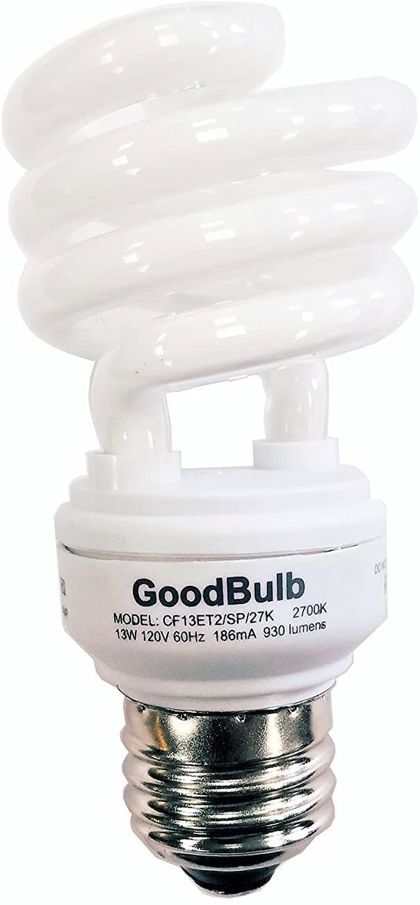13 Watt Compact Fluorescent Bulb - Warm White Light Bulb - Ultra Mini Spiral CFL Light Bulbs - 2700K - E26 Base - 4 Pack - GoodBulb