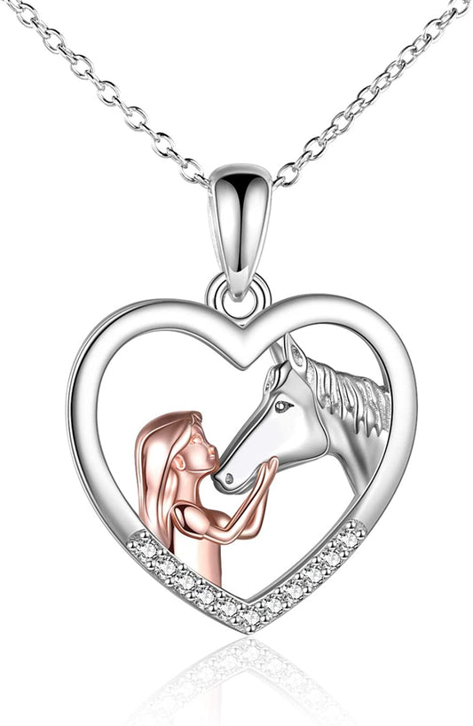Horse Pendant Necklace Sterling Silver Girls with Horse Gift For Women Girls