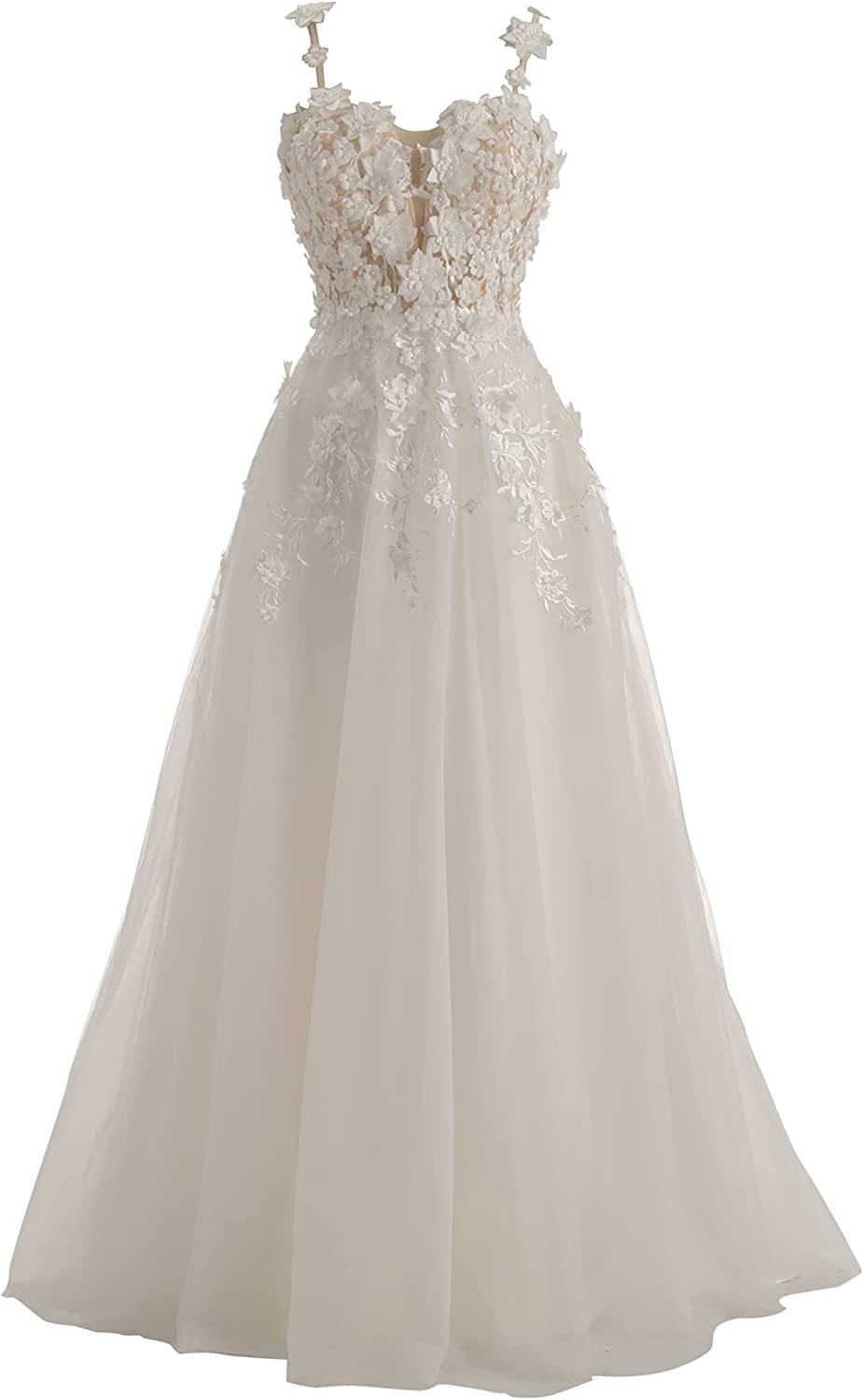Lace Train Wedding Dress for Bride Aline Applique Bride Dress Long Tulle Off Shoulder Strapless