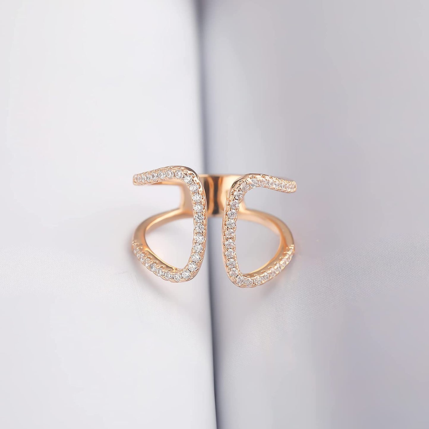 Youvelst Open Rings for Women 14K Gold Plated Layered Rings Tiny CZ Band Rings Simple Thumb Rings Star Adjustable Rings