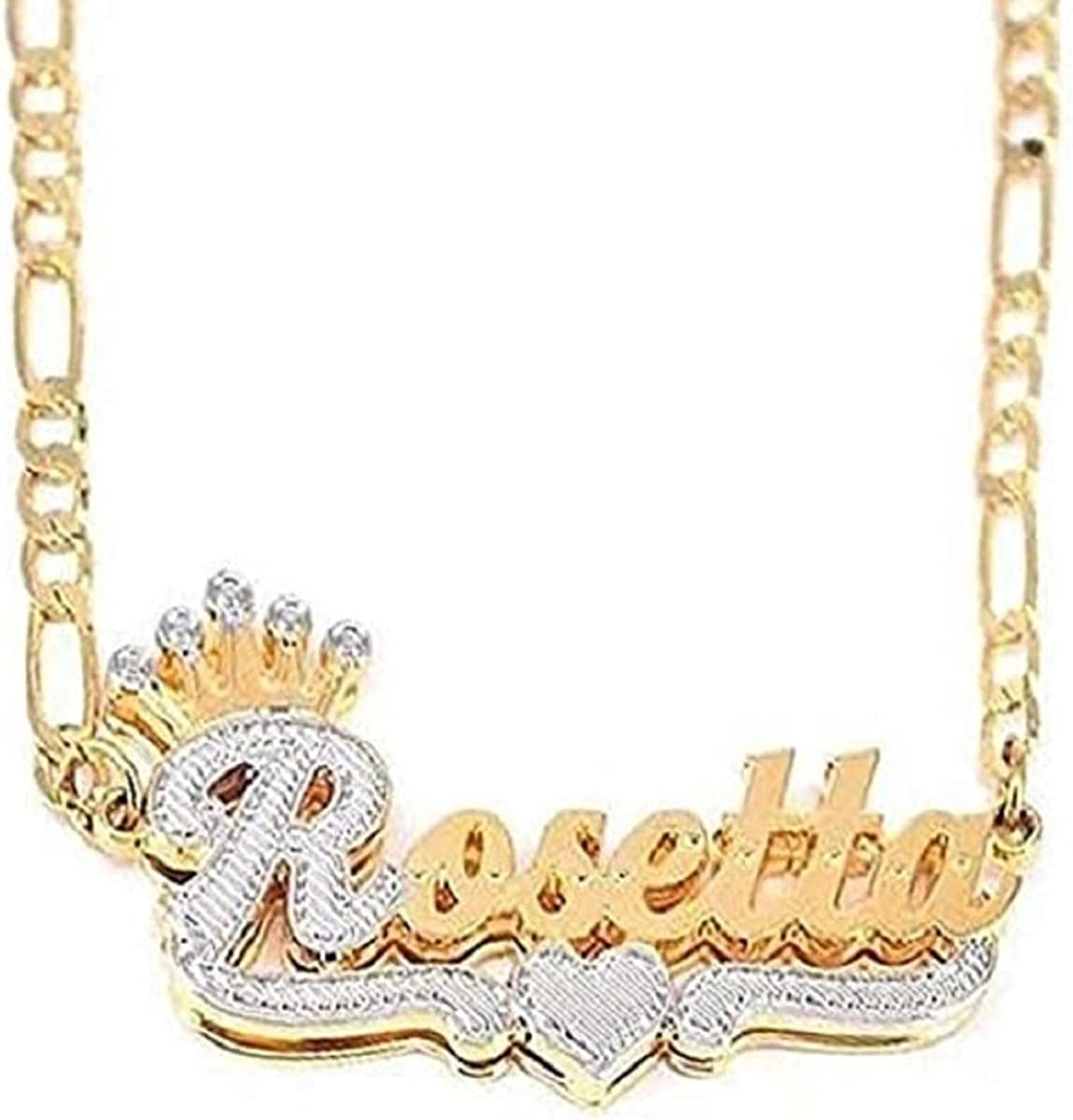 Gemiac Name Necklace Personalized 18K Gold Plated Double Name Necklace Custom Nameplate Necklace Personalized Birthday Gifts for Women Men Girls