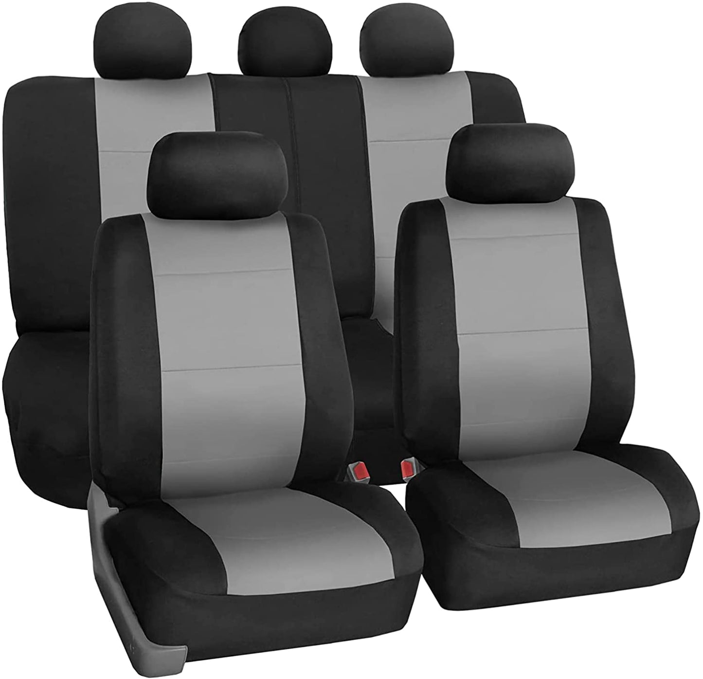 Automotive Seat Covers Black Universal Fit Full Set Neoprene Ultraflex Waterproof fits most Cars, SUVs, and Trucks (Airbag Compatible and Split Bench) FH Group FB083BLACK115