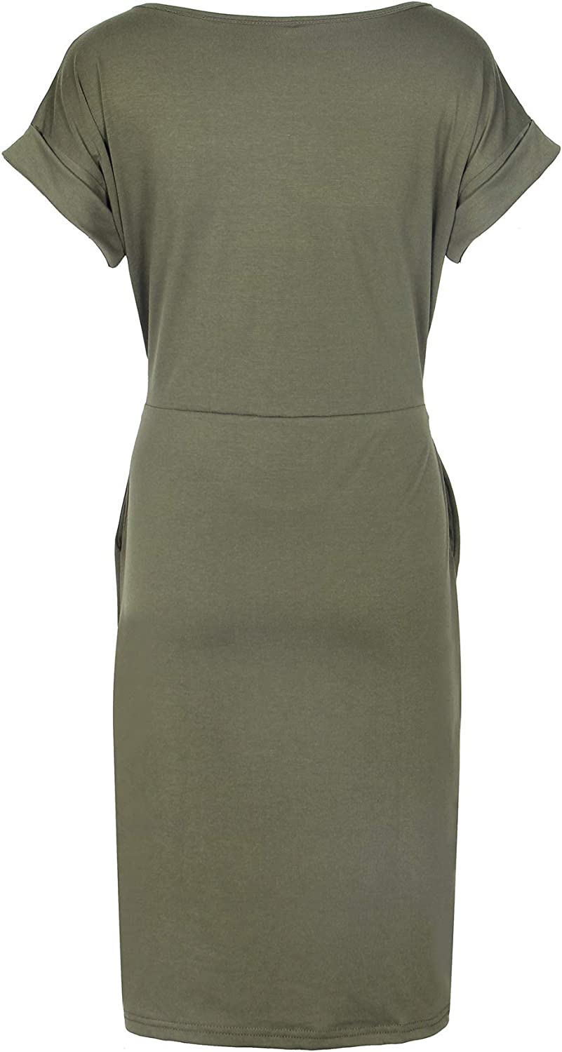 Women's Elegant Short Sleeve Wear to Work Casual Pencil Dress with Belt …