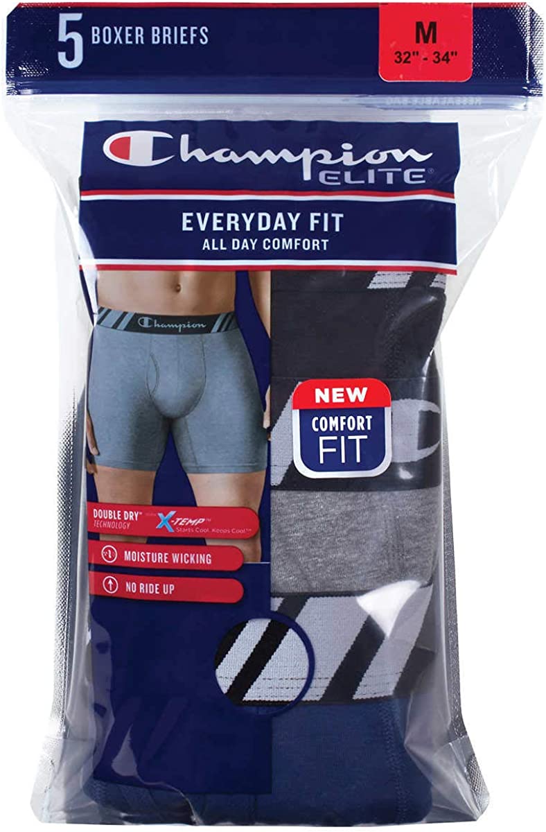 Men's 6 Pack Smart Temp Boxer Brief - New 6 Value Pack (Large, Grey)