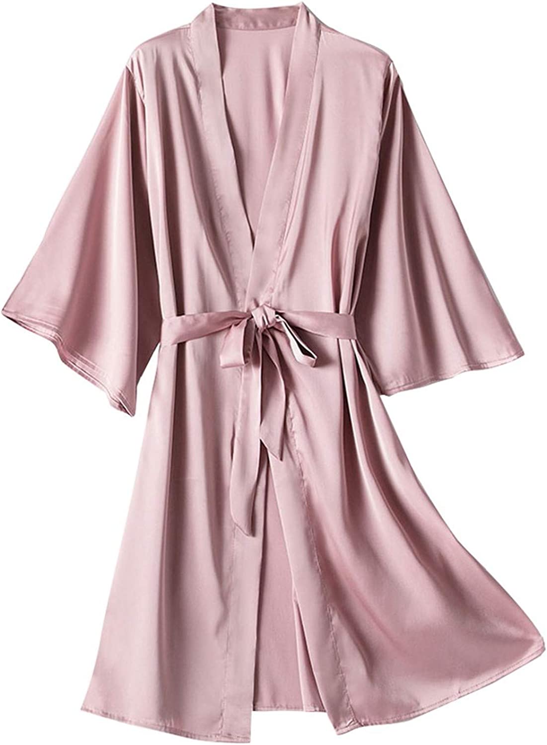 Womens Satin Kimono Robes Silk Short Bridesmaid Robe Lingerie Dressing Gown Bathrobe Nightgown Sleepwear