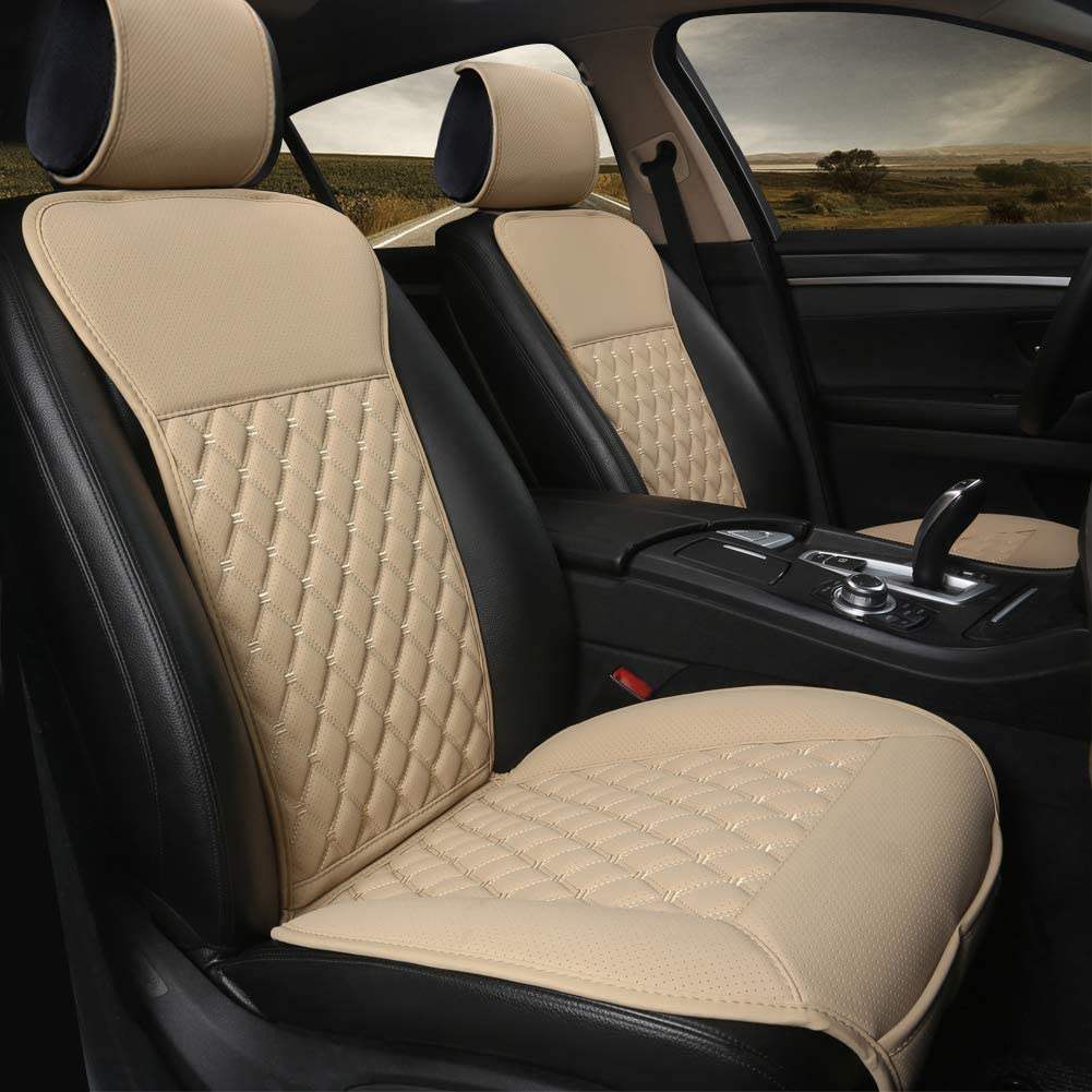 1 Pair Car Seat Covers, Luxury Car Protectors, Universal Anti-Slip Driver Seat Cover with Backrest,Diamond Pattern (Black)