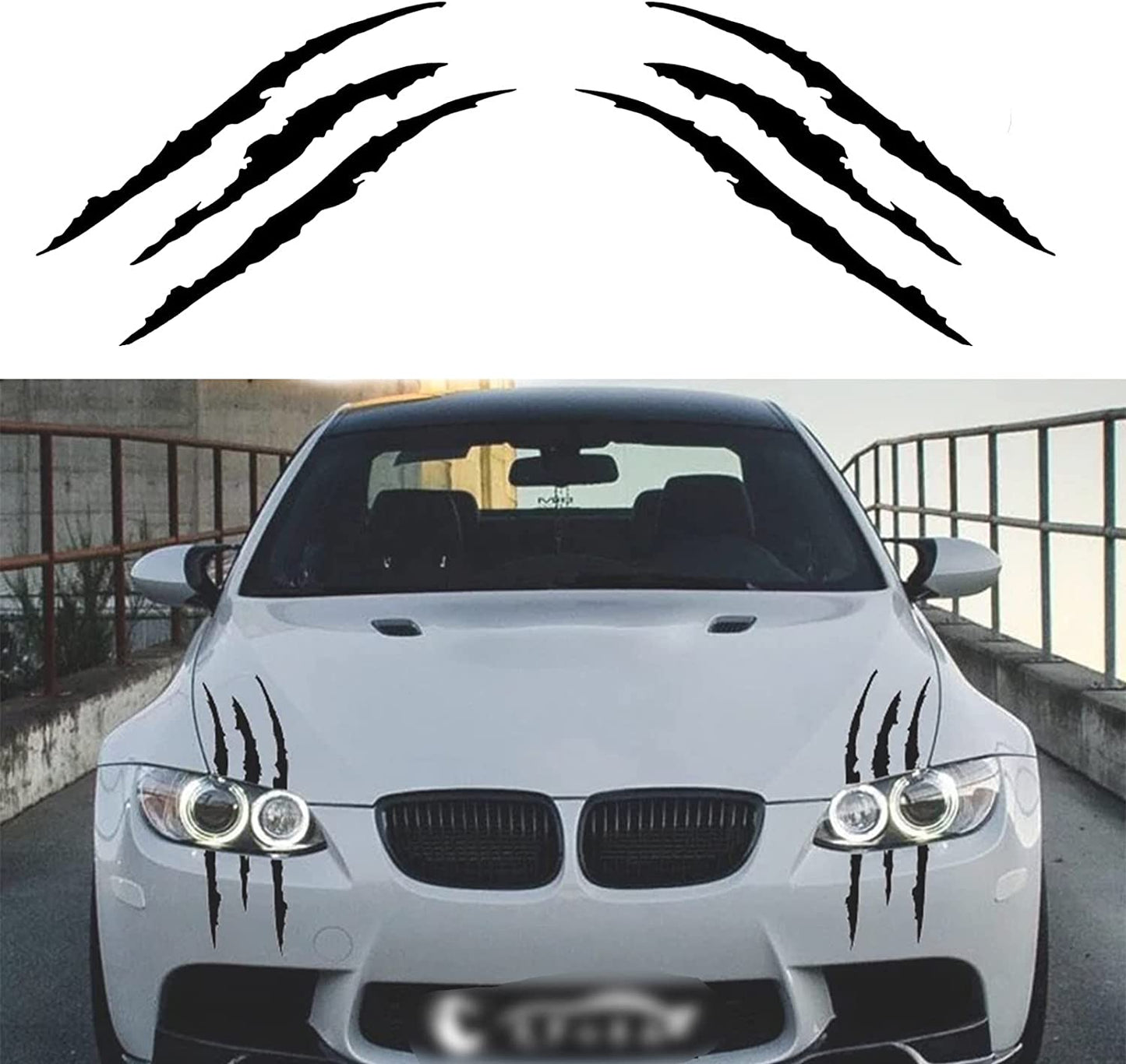 2 Piece Car Decal Sticker,Claw Marks Headlight Marks Decal,Vinyl car Exterior Accessories Decal Uniserval Fit Blue