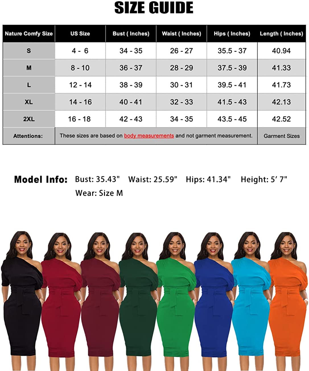Womens Wear to Work Casual one Shoulder Belted Pencil Dress with Pockets