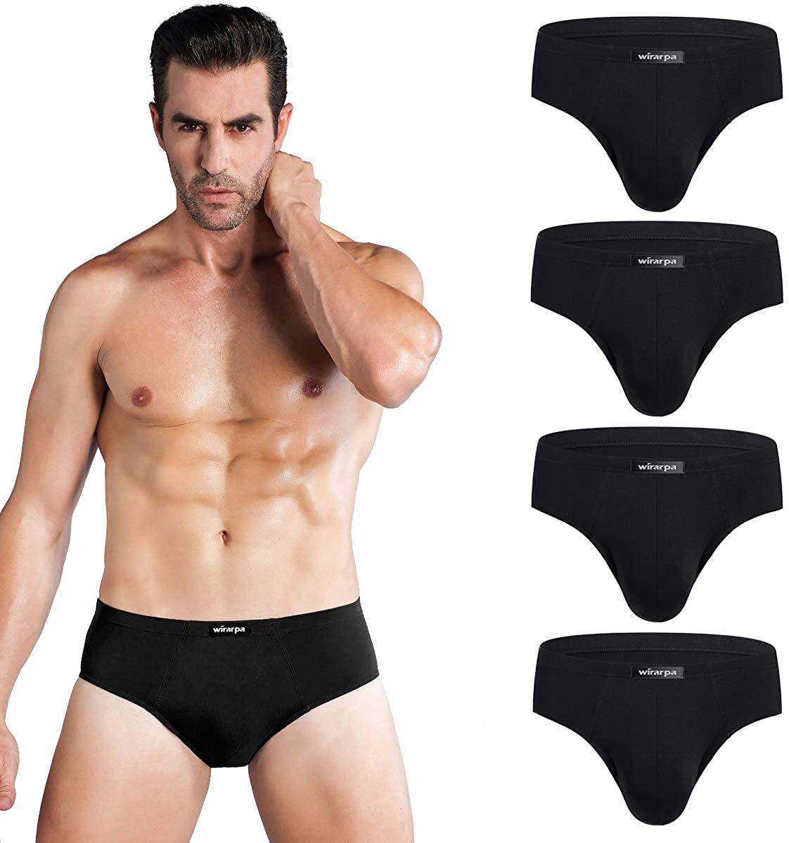 Men's Underwear Multipack Modal Microfiber Briefs No Fly Covered Waistband Silky Touch Underpants