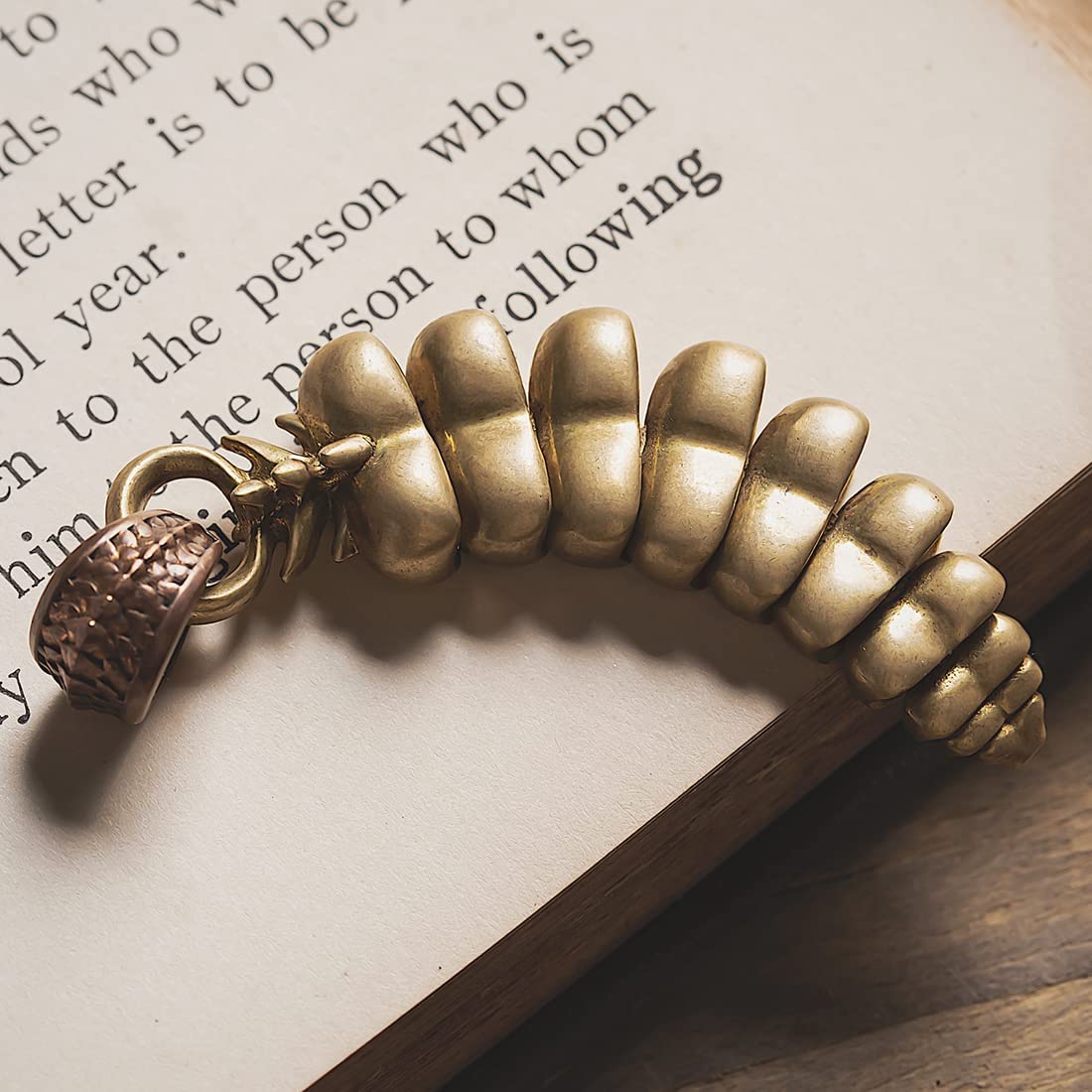 Brass Rattlesnake Tail Rattle Pendant Necklace