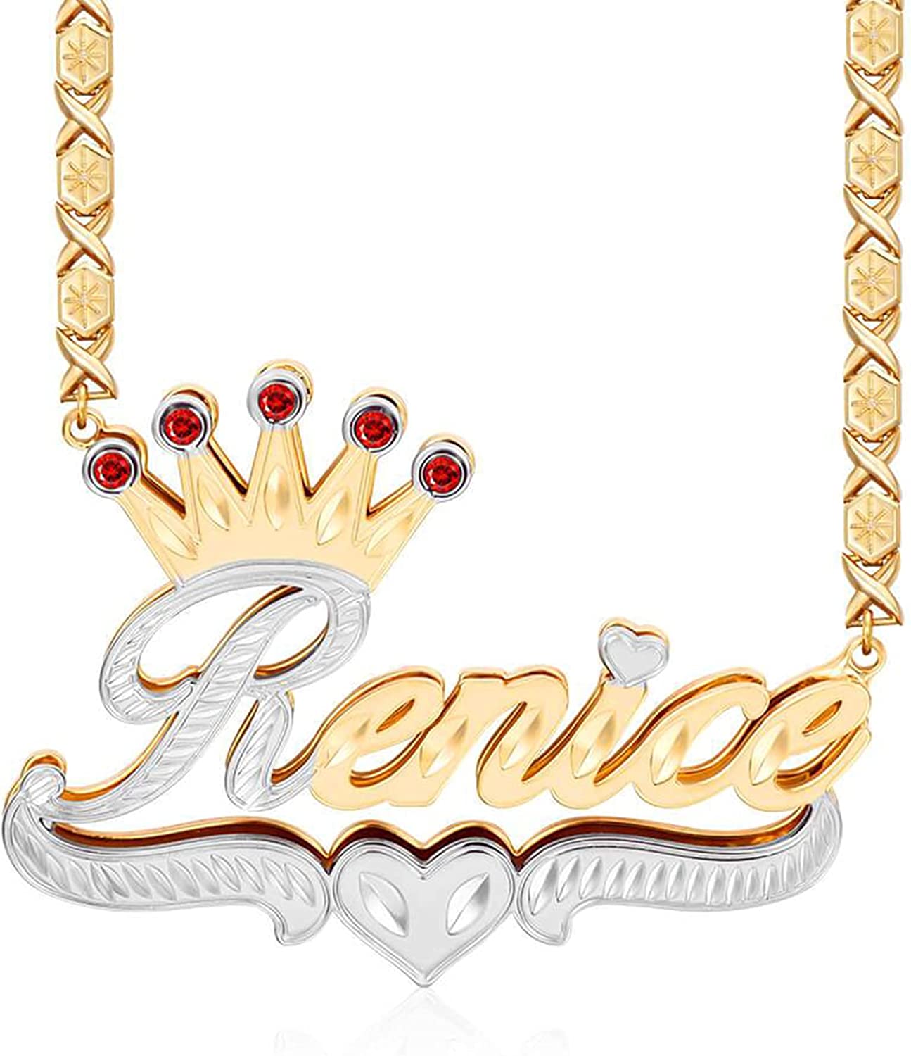 Gemiac Name Necklace Personalized 18K Gold Plated Double Name Necklace Custom Nameplate Necklace Personalized Birthday Gifts for Women Men Girls
