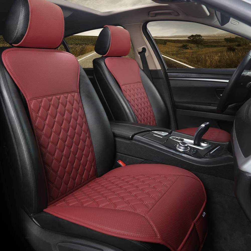 1 Pair Car Seat Covers, Luxury Car Protectors, Universal Anti-Slip Driver Seat Cover with Backrest,Diamond Pattern (Black)