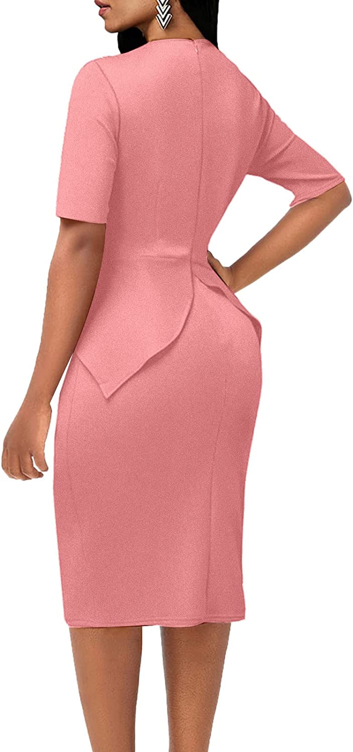 Women's Office Work Peplum Dress - Cocktail Party Ruffle Bodycon Pencil Sheath Dresses