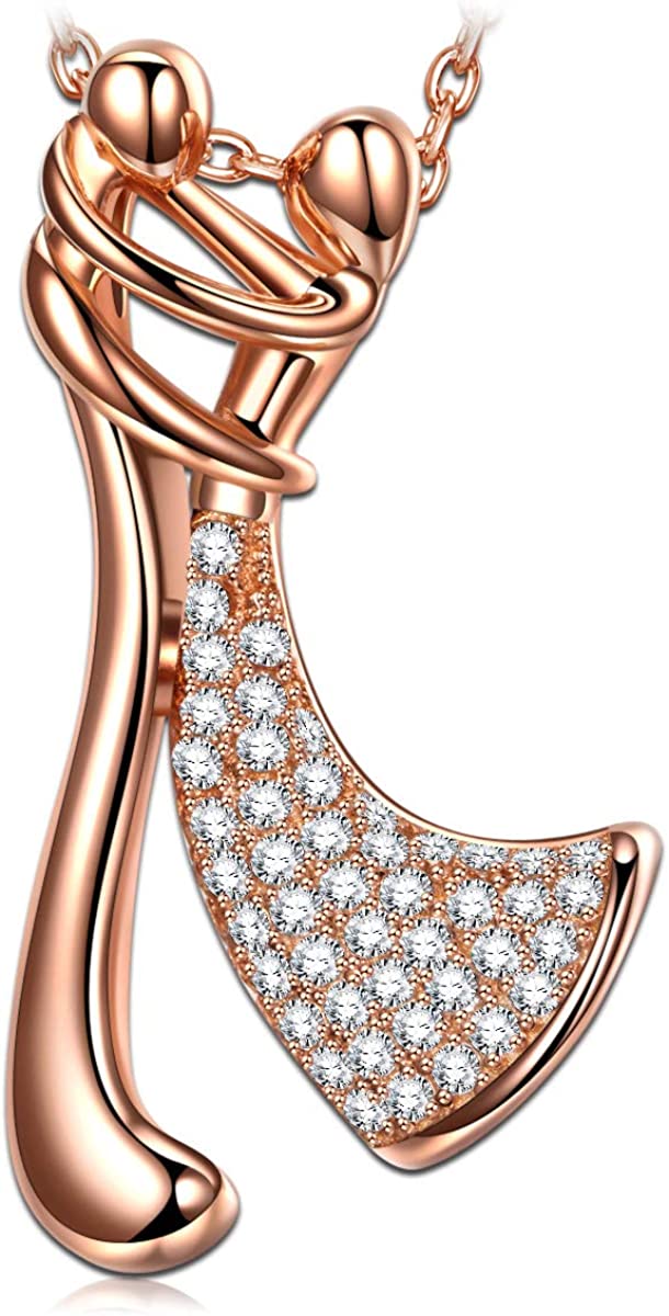 925 Sterling Silver Necklaces Waltz of Love Cubic Zirconia Rose Gold Plated Necklace for Women Jewelry Gifts for Her with Gifts Box