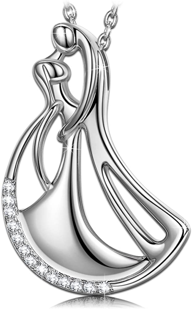 925 Sterling Silver Necklaces Waltz of Love Cubic Zirconia Rose Gold Plated Necklace for Women Jewelry Gifts for Her with Gifts Box