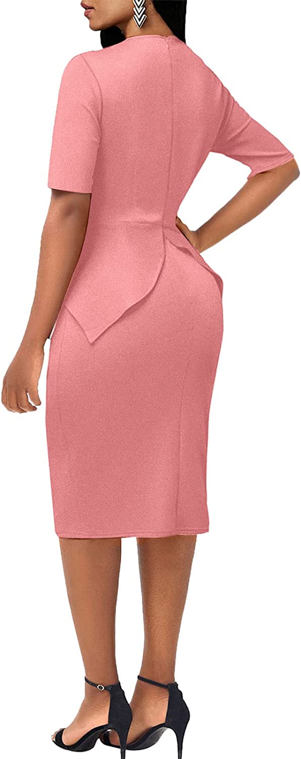 Women's Office Work Peplum Dress - Cocktail Party Ruffle Bodycon Pencil Sheath Dresses