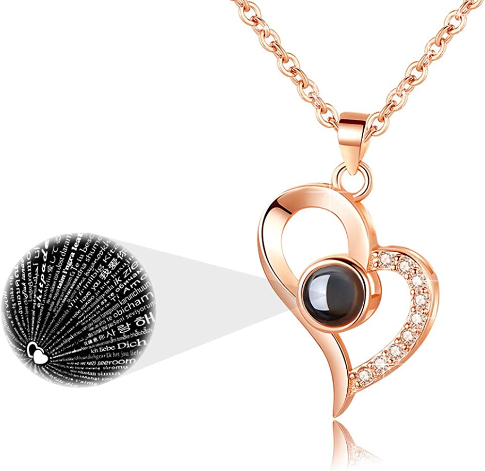 EleShow 925 Sterling Silver I Love You Necklace 100 Languages Necklaces for Women Anniversary Birthday Gifts for Women Girlfriend Her Wife