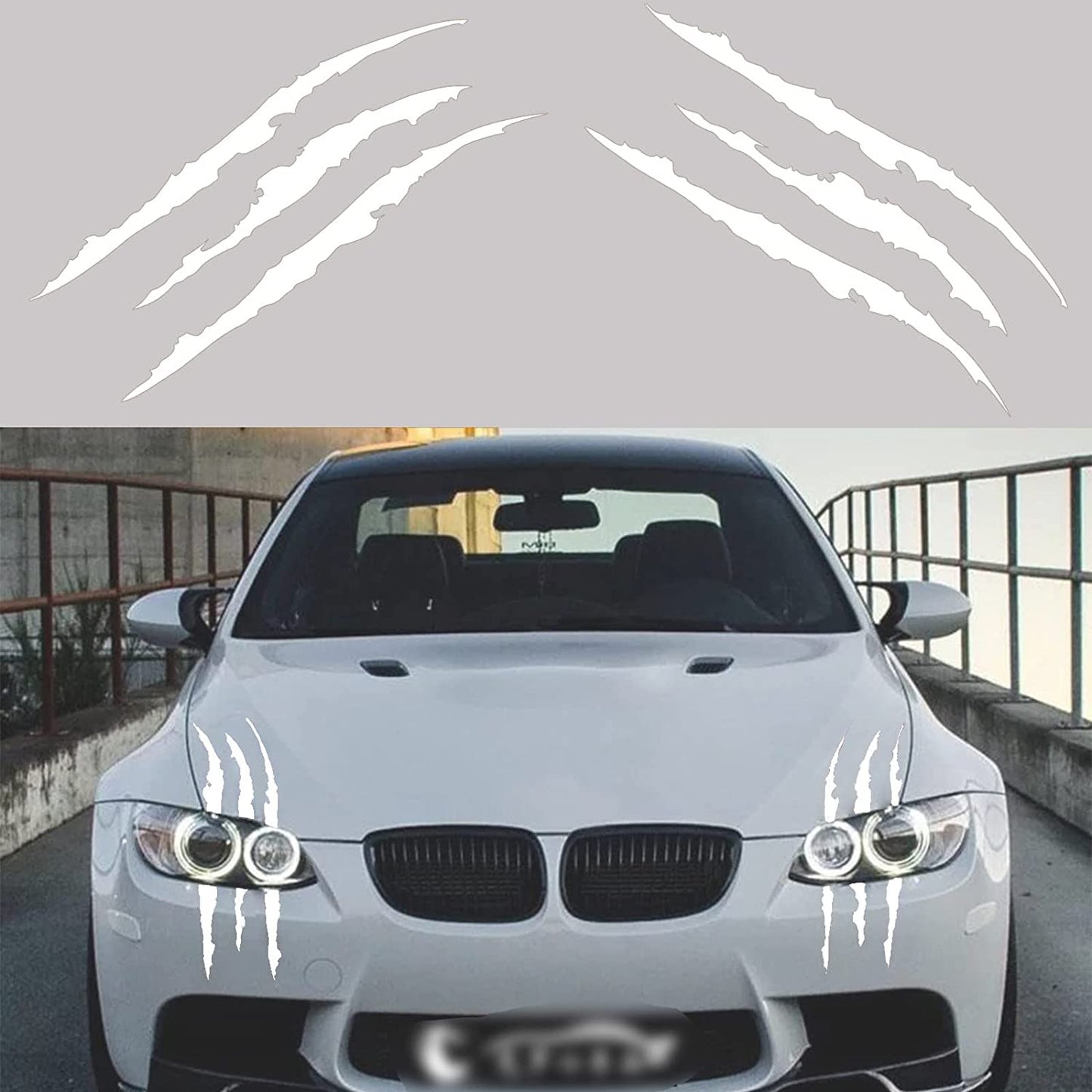 2 Piece Car Decal Sticker,Claw Marks Headlight Marks Decal,Vinyl car Exterior Accessories Decal Uniserval Fit Blue