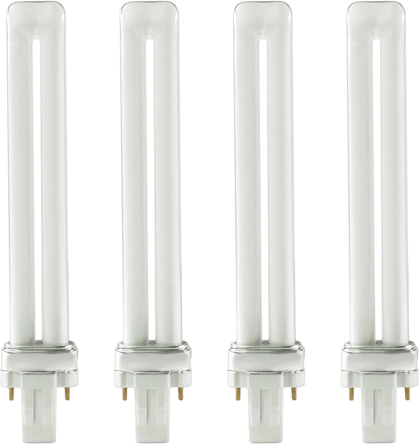 13 Watt CFL Light Bulbs 2 Pin GX23-2 Base 2700K Soft White 13W High Output 800 Lumens Double Tube Compact Fluorescent Light Bulbs Plug-in 4 Pack by Dysmio