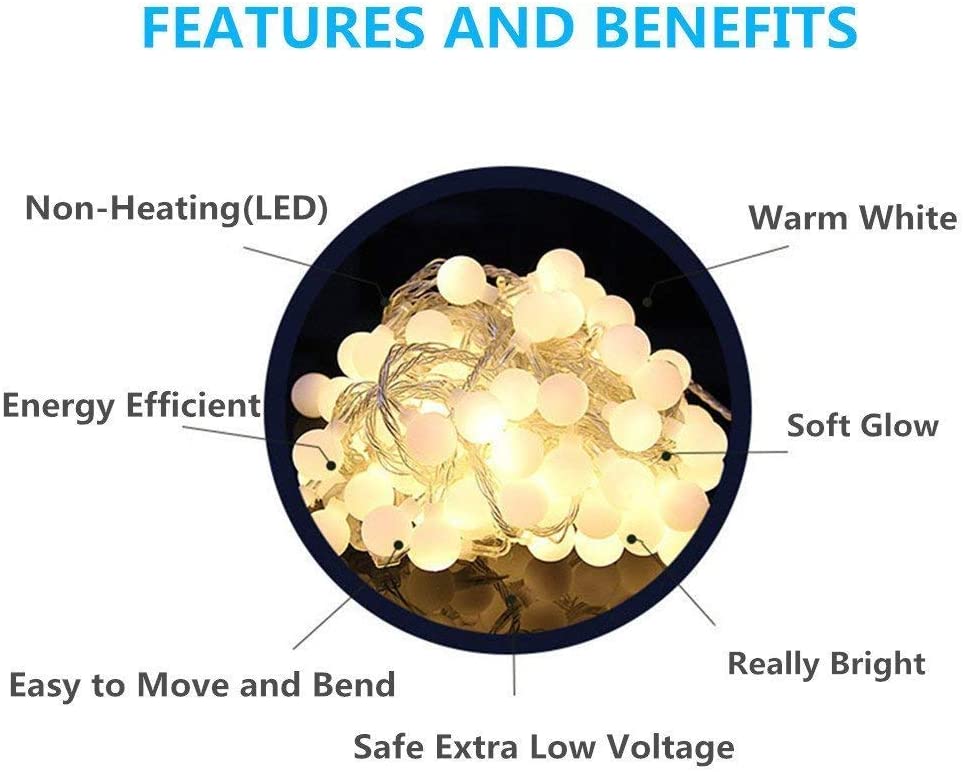 String Lights 49 Feet 100 led,8 Modes Fairy String Lights Plug in,Indoor String Lights for Bedroom,Classroom,Outdoor String Lights for Patio,Garden,Party,Wedding-Warm White