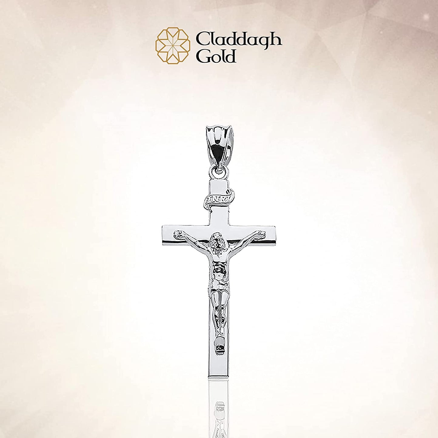 .925 Sterling Silver Linear Cross INRI Crucifix Charm Pendant Religious Jewelry - Choice of Size (S-L)