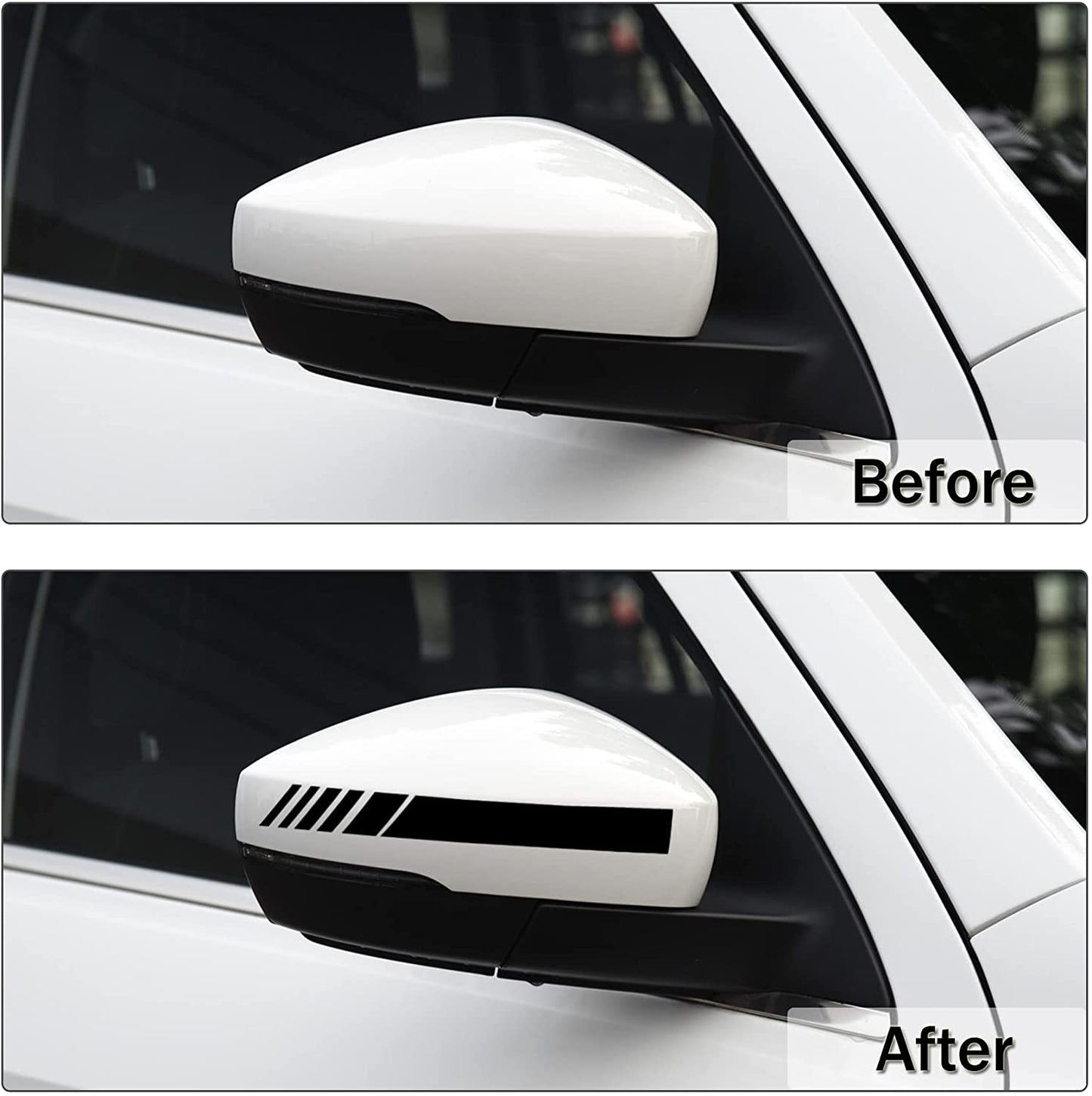 Car Exterior Accessories Rear View Mirror Stickers Decor Car Body Sticker Vinyl 4pcs (Black)