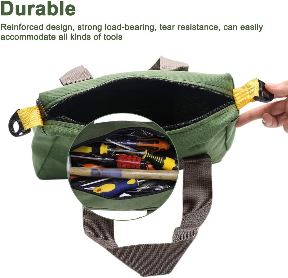 Wide Mouth Tool Bag w/ Adjustable Shoulder Strap, Zippered Handbag Garden Tool Tote Bags, Portable Home Tool Organizer for Storage Hand Power Tools or Car Repair Tool (18 Inch)