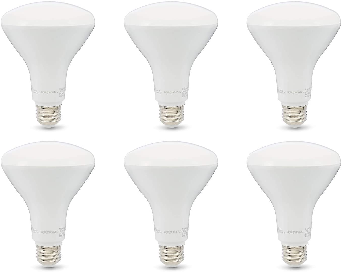 Basics 65W Equivalent, Soft White, Dimmable, 10,000 Hour Lifetime, BR30 LED Light Bulb | 6-Pack