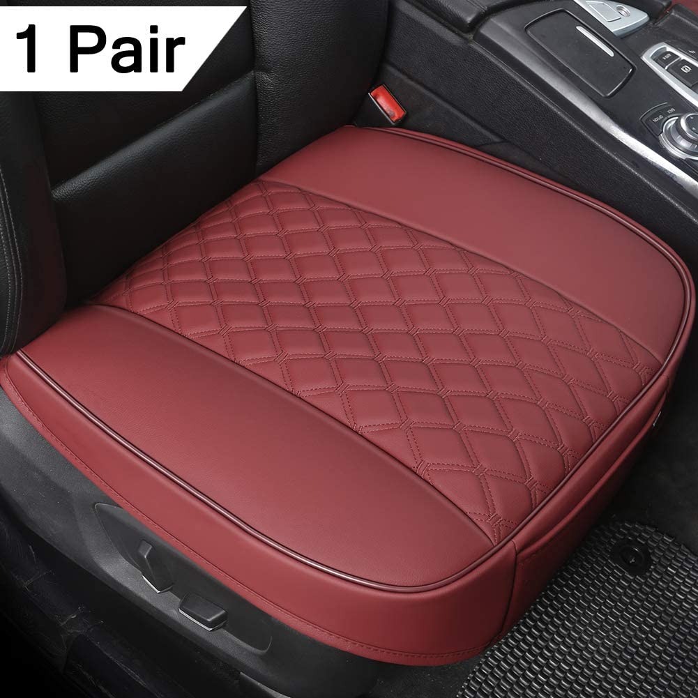 1 Pair Luxury Faux Leather Car Seat Covers Front Bottom Seat Cushions Covers, Anti-Slip and Wrap Around The Bottom, Fit 95% of Vehicles - Black