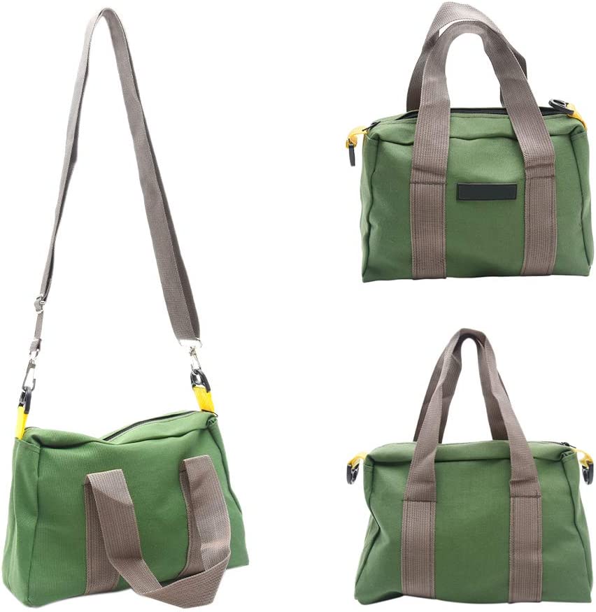 Wide Mouth Tool Bag w/ Adjustable Shoulder Strap, Zippered Handbag Garden Tool Tote Bags, Portable Home Tool Organizer for Storage Hand Power Tools or Car Repair Tool (18 Inch)