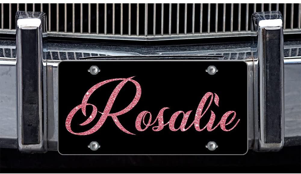 Custom License Plate Cover - Hot Glitters Bling Style Text Name Initial Monogram License Plate Covers - Message Personalized Design License Plate, Customized Auto Car Tag Front Sign Plates 6x12 inches