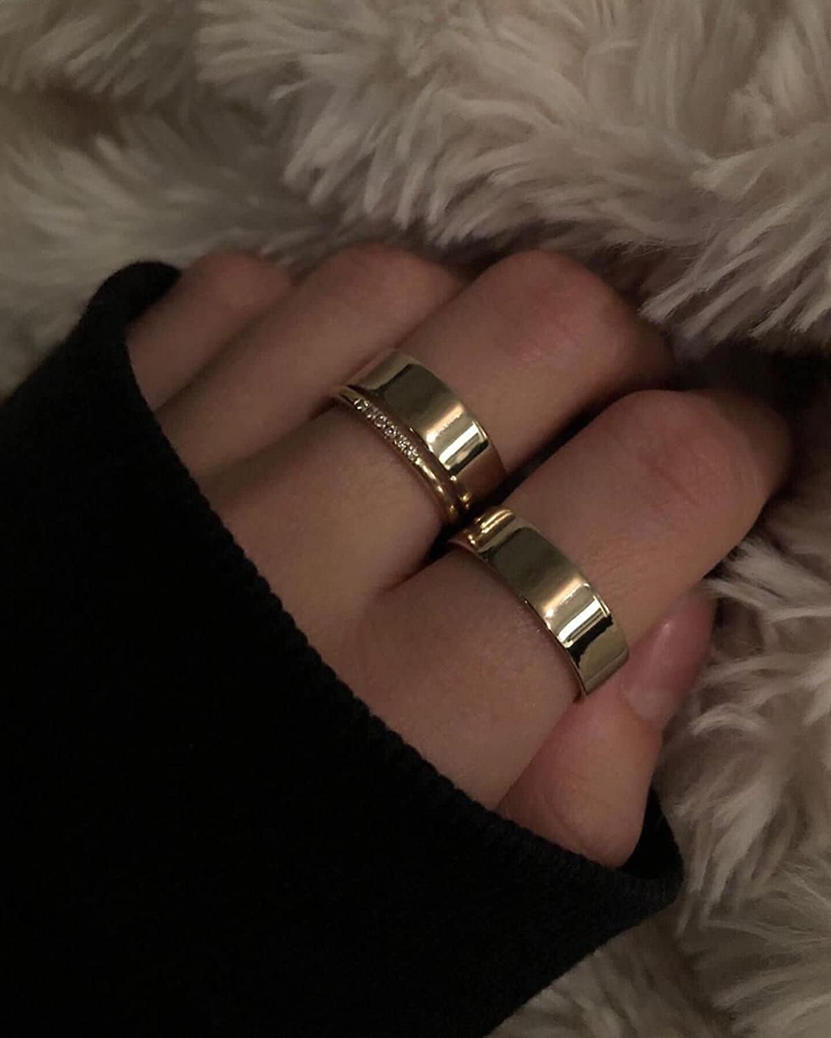 Daisy Bloom 18k Gold Plated 6mm Daily Stacker Band Ring High Polished Minimalist Statement Band Ring