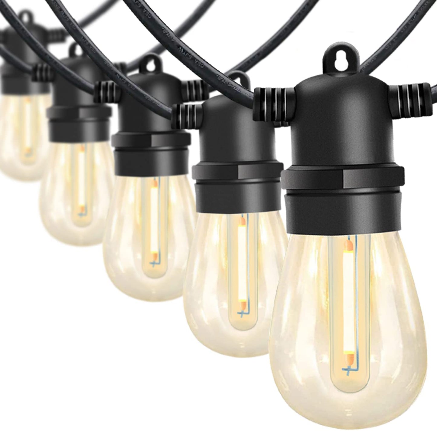 LED Outdoor String Lights Waterproof - 100FT 2 Pack Patio Lights with 52 Globe Bulbs, Connectable Commercial Hanging Lights for Outside Backyard Balcony Party
