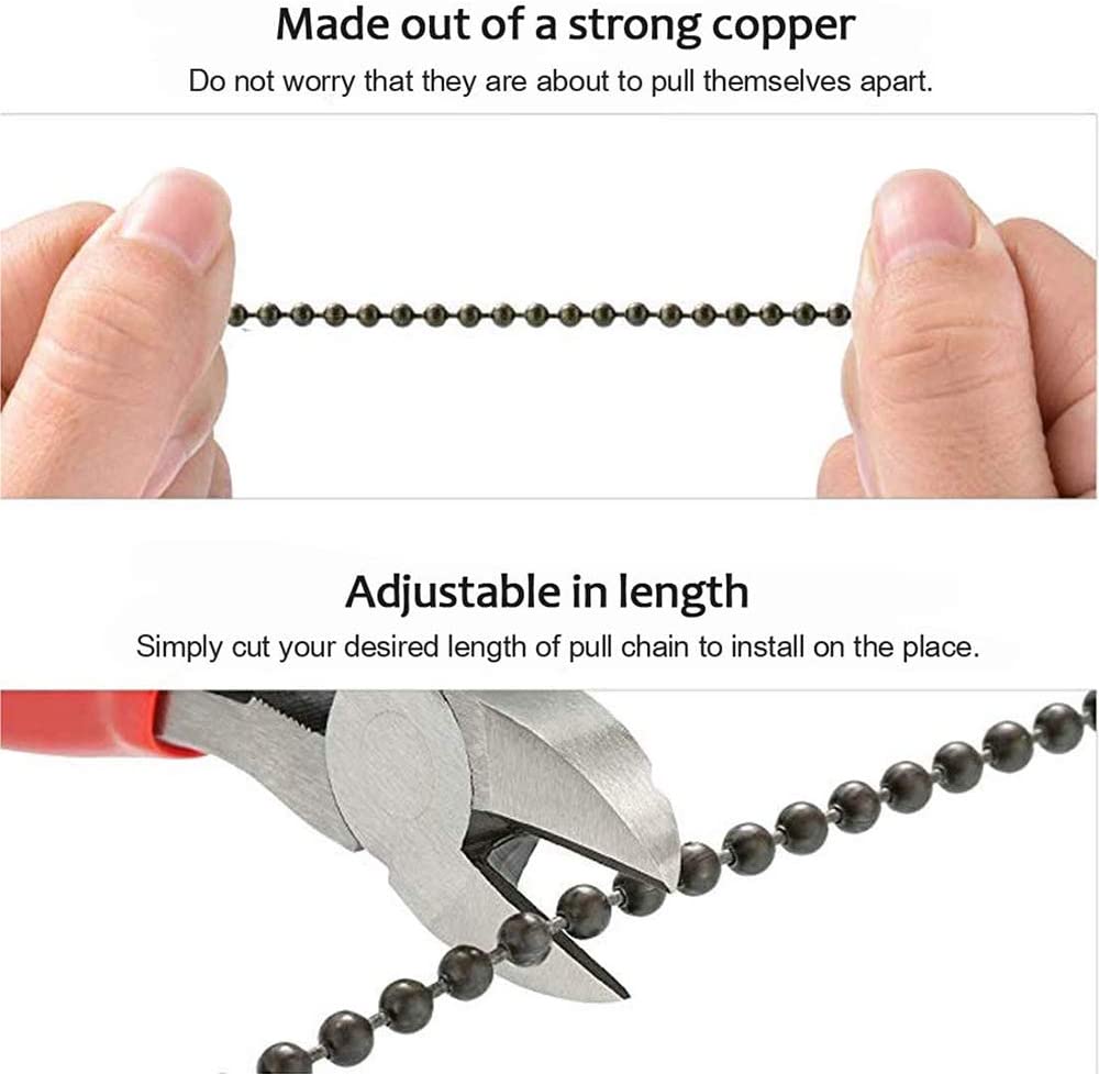 2 Pack Dotlite Nautical Ceiling Fan Pull Chain Accessories Decorative Fan String Pulls Pendant Extension 12 Inches Beaded Ball Fan Pull Chains Extender Ornament with Connector for Fan Lamp Bronze