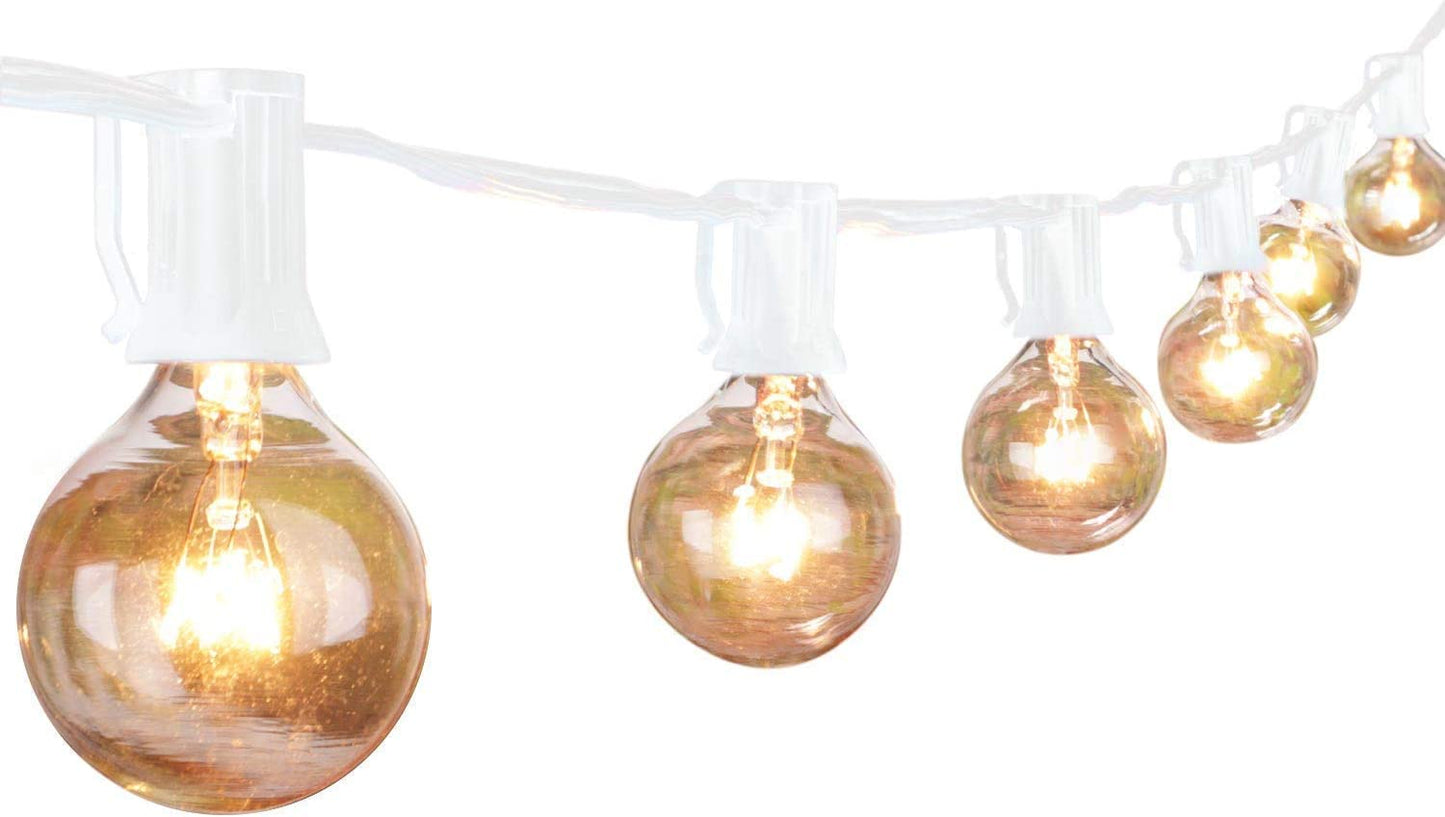 Outdoor String Lights 25 Feet G40 Globe Patio Lights with 27 Edison Glass Bulbs(2 Spare), Waterproof Connectable Hanging Light for Backyard Porch Balcony Party Decor, E12 Socket Base,Black