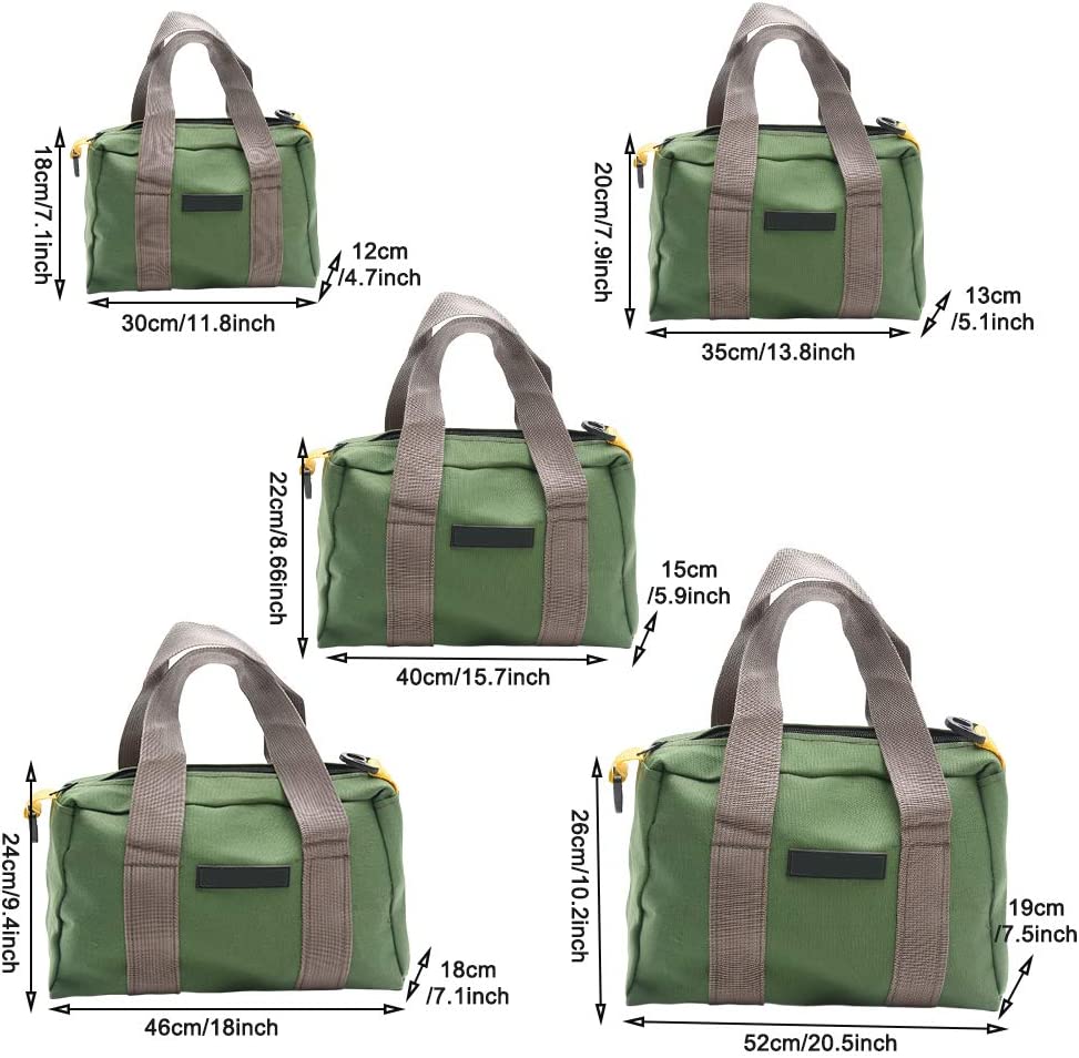 Wide Mouth Tool Bag w/ Adjustable Shoulder Strap, Zippered Handbag Garden Tool Tote Bags, Portable Home Tool Organizer for Storage Hand Power Tools or Car Repair Tool (18 Inch)