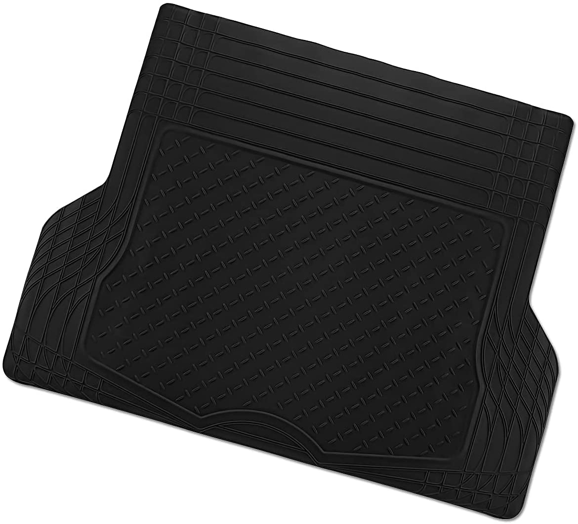 All Weather Rubber Semi Pattern Cargo Liner Trunk Floor Mat – Premium Quality Black Heavy Duty Cargo Trunk Floor Mat