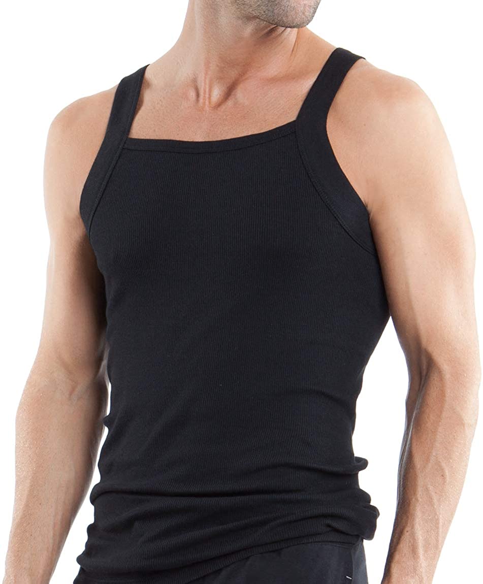 Men's 3-Pack Cotton Square Neck Tank Top
