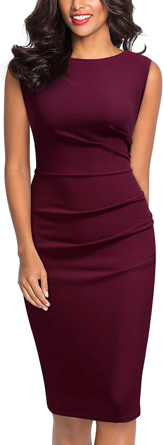 Women's Retro Ruffle Style Slim Work Pencil Dress