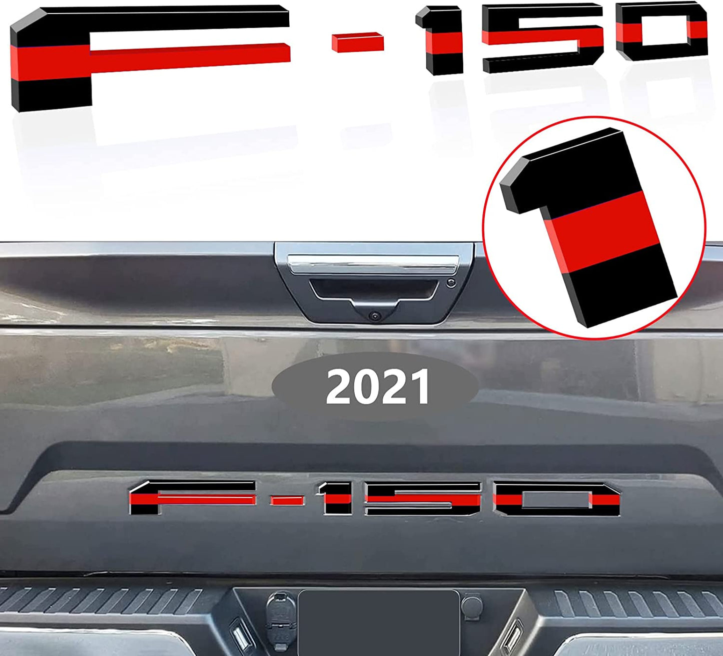 Insert Letters Compatible for F15o 2021 2022 3M Adhesive & 3D Raised Tailgate Decal Letters(Blue Black)
