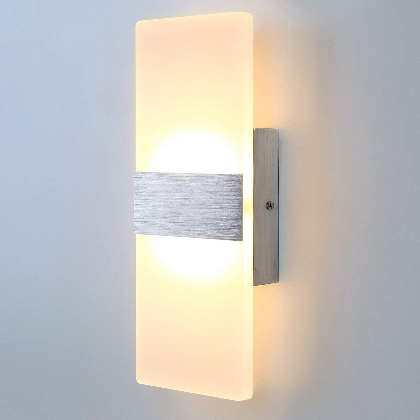 Lightess Modern Wall Sconce Dimmable 12W, Up Down Wall Lights Acrylic LED Wall Lamp for Hallway Bedroom Corridor, Cool White, HS521-1