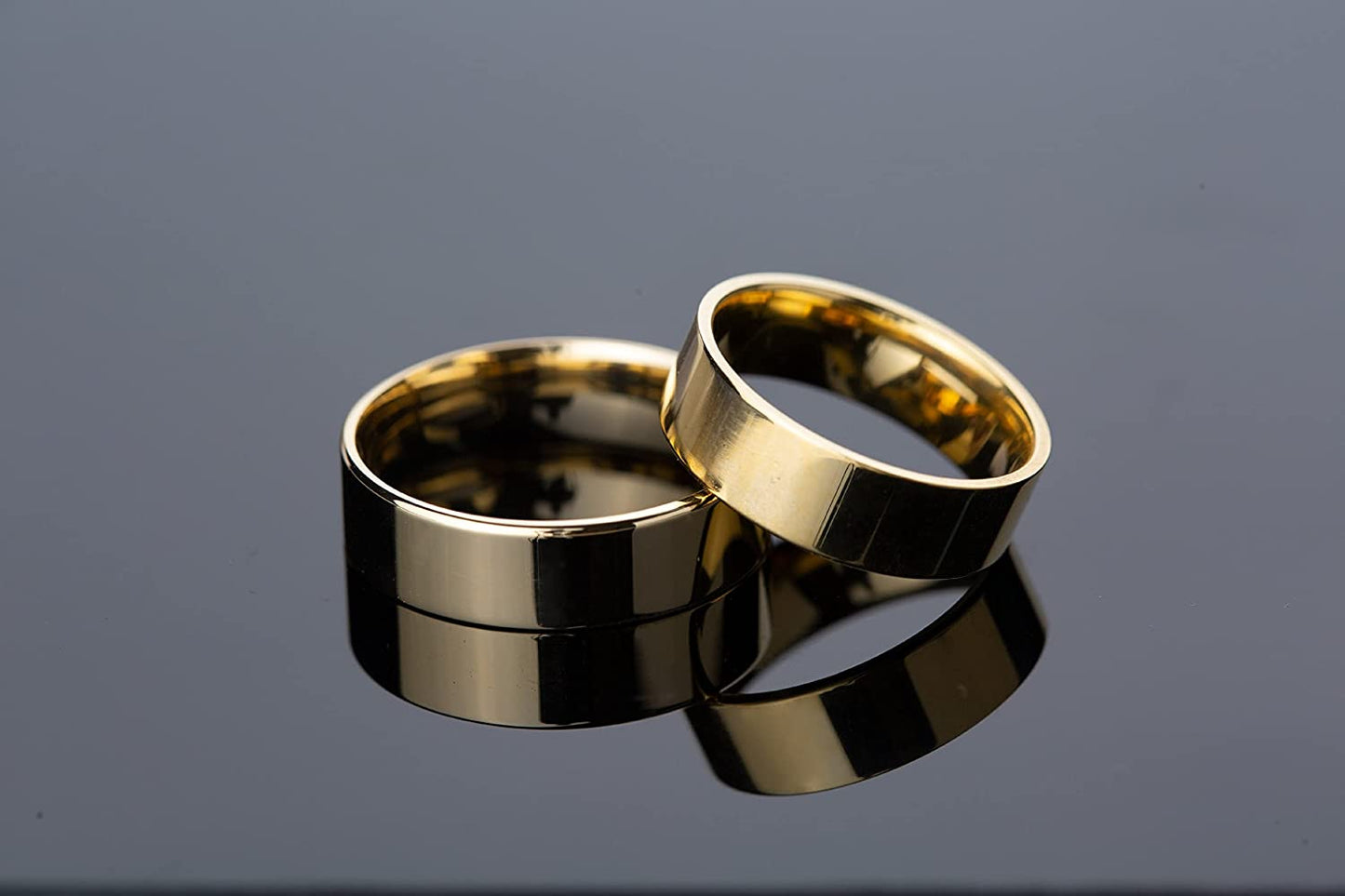 Daisy Bloom 18k Gold Plated 6mm Daily Stacker Band Ring High Polished Minimalist Statement Band Ring