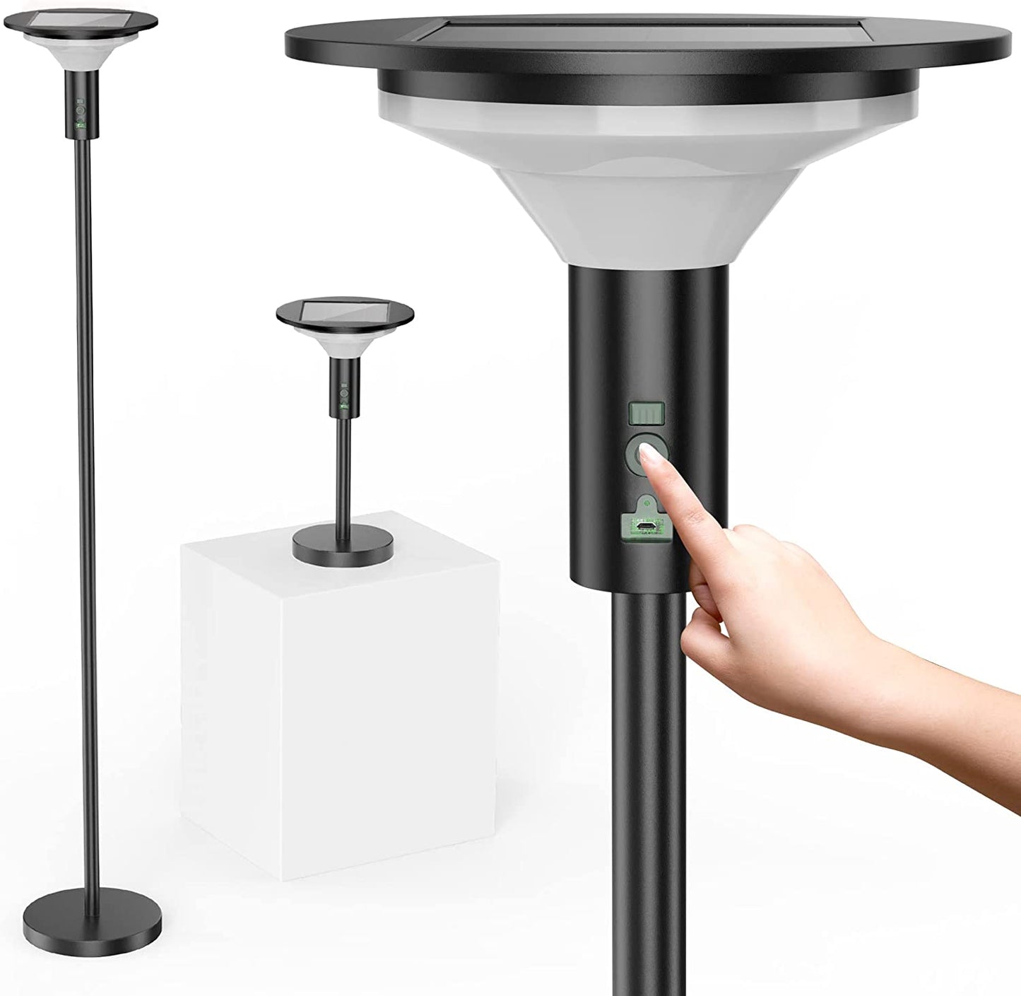 Outdoor Solar Lamp, Dimmable Floor Lamp with 3 Modes, 2 in 1 Adjustable Floor Lamp for Outdoor,Patio,Living Room,Bedroom (1 Pack)
