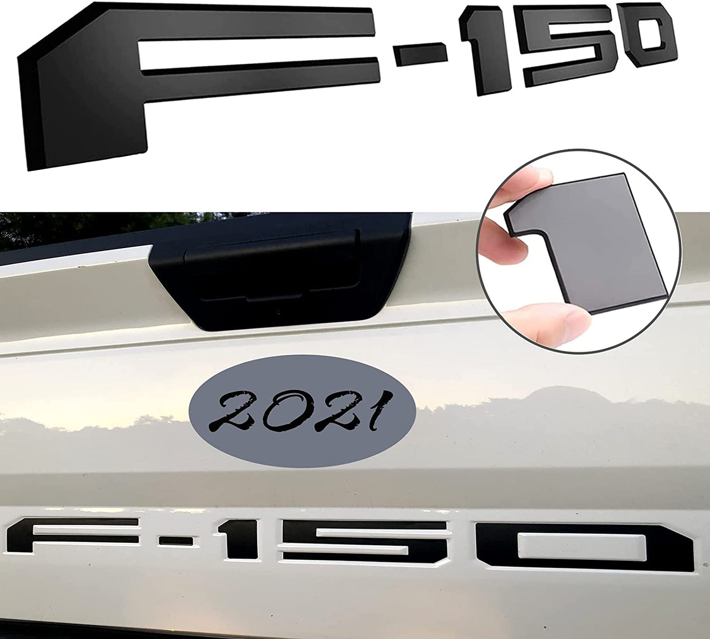 Insert Letters Compatible for F15o 2021 2022 3M Adhesive & 3D Raised Tailgate Decal Letters(Blue Black)